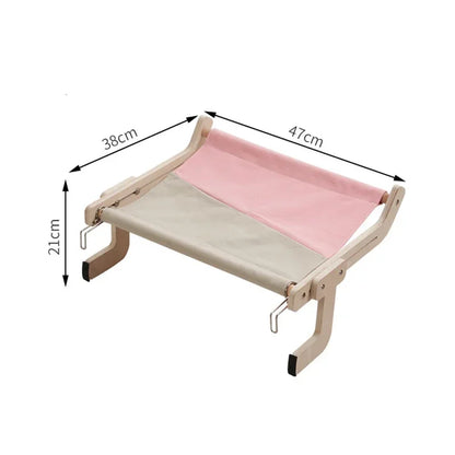 Sturdy Cat Window Hammock – Wooden Hanging Cat Bed With Washable Cotton Canvas