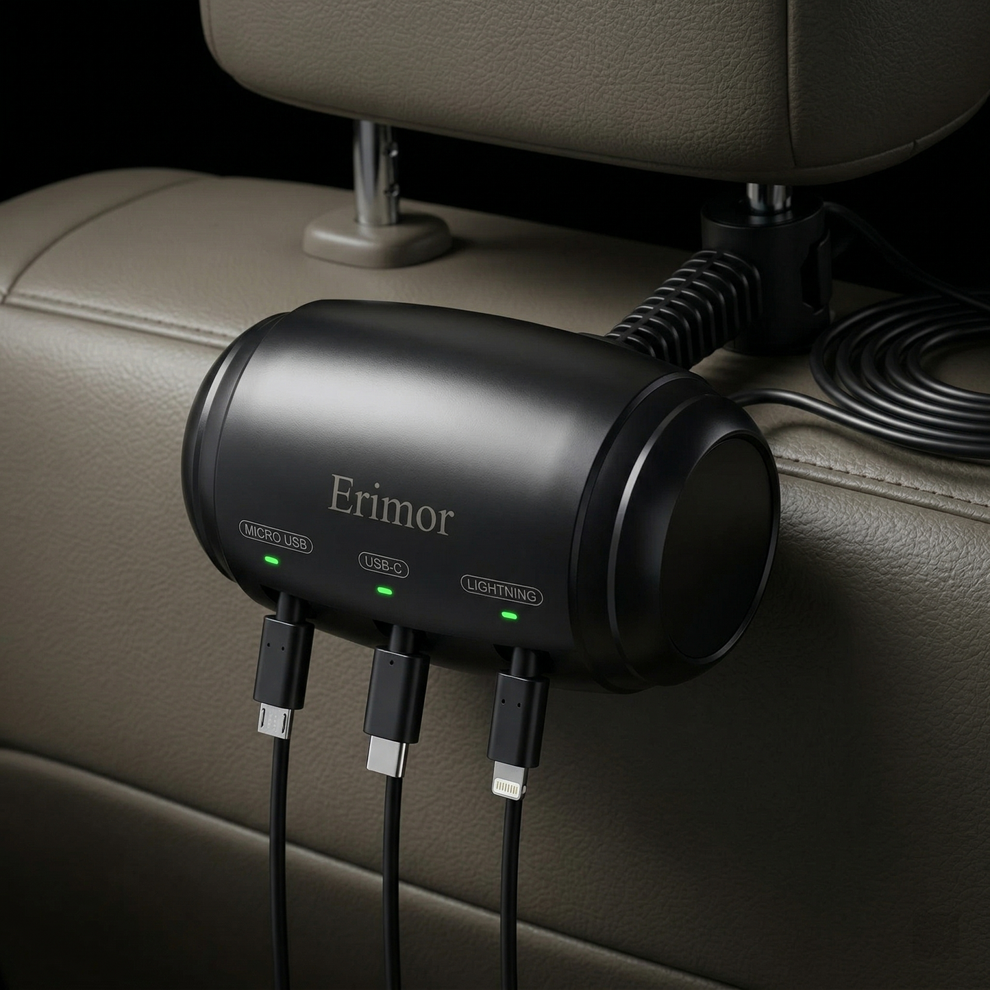3-in-1 Retractable Backseat Car Charging Station