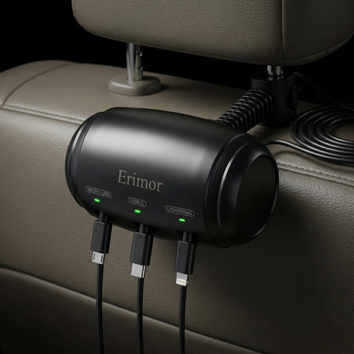 3-in-1 Retractable Backseat Car Charging Station